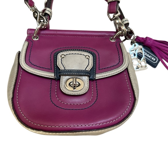 Coach Handbags - COACH mini Willis legacy in berry and tan/cream color way.